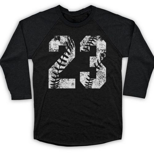Vintage Baseball Number 23 Jersey Player Uniform Baseball Raglan Shirt - Sportilla