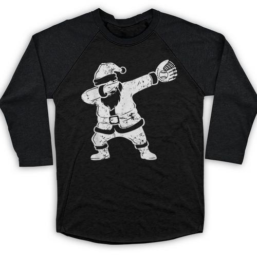 Vintage Dabbing Santa Christmas Baseball Xmas Costume Baseball Raglan Shirt - Sportilla