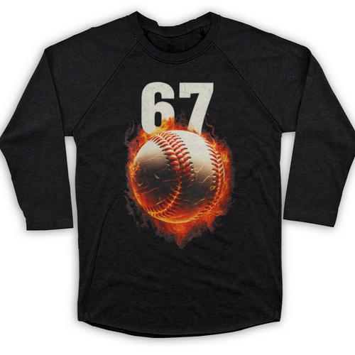 Women's 67 Baseball Boys Birthday Teens Six Seven Brainrot Baseball Raglan Shirt - Sportilla