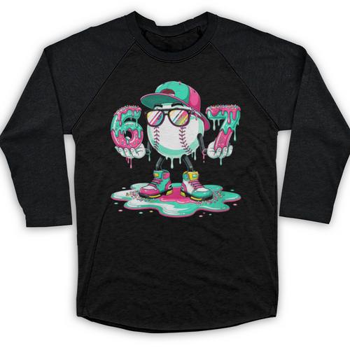 Women's 67 Meme Six Seven 6 7 Meme Baseball Ice Cream Drip Baseball Raglan Shirt - Sportilla