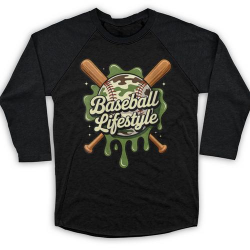 Women's Baseball Life Style 101 Apparel Youth Drip Baseball Boys Kid Baseball Raglan Shirt - Sportilla