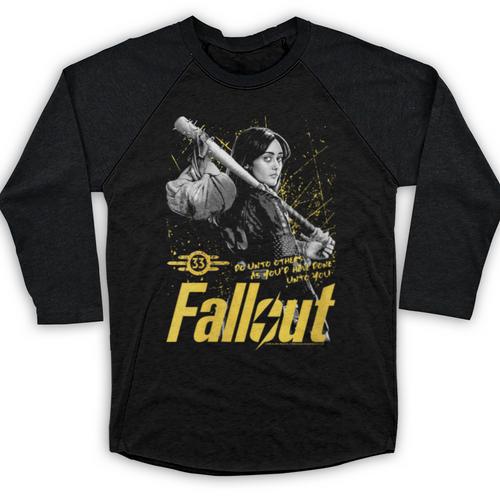 Women's Fallout TV Series Lucy Do Unto Others Baseball Bat Gamer Baseball Raglan Shirt - Sportilla