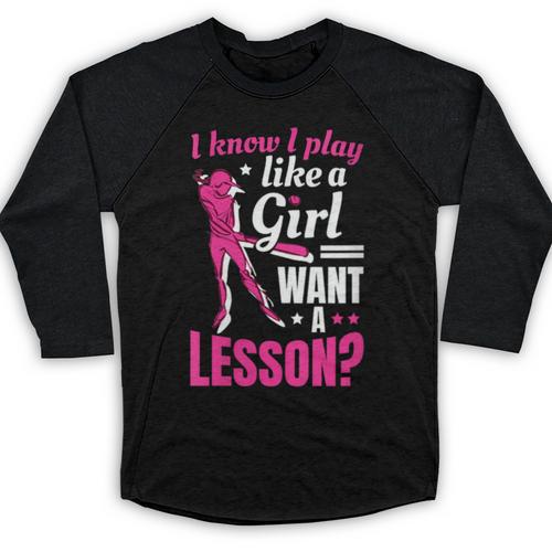 Women's Play Like A Girl Softball Baseball Girls Baseball Raglan Shirt - Sportilla