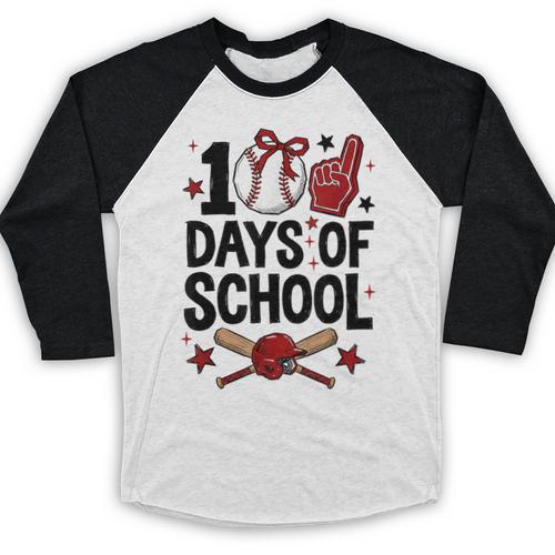 100 Days Of School Coquette Bow Baseball 100th Day Girl Kid Baseball Raglan Shirt - Sportilla