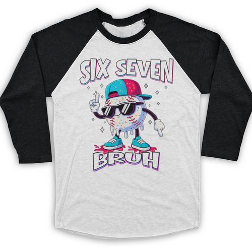 67 Meme Six Seven Baseball Ice Cream Drip Girls Boys Premium Tri-Blend Baseball Raglan Shirt - Sportilla