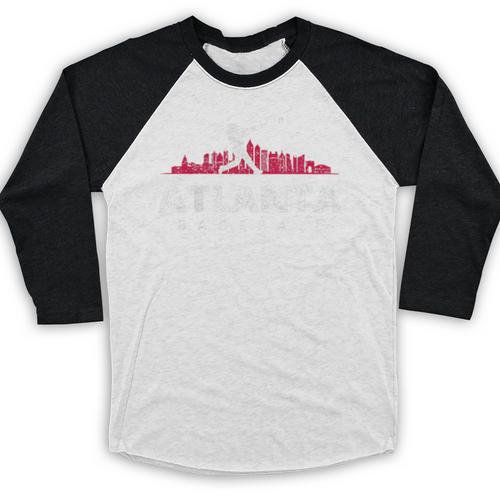 Atlanta Baseball Vintage Player Minimalist Skyline Retro Baseball Raglan Shirt - Sportilla