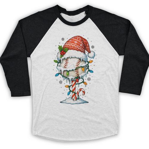 Baseball Christmas Ball Hat Snow Winter Premium Tri-Blend Baseball Raglan Shirt - Sportilla