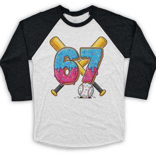 Baseball Drip Number 67 Player 67th Birthday Meme Gen Alpha Baseball Raglan Shirt - Sportilla