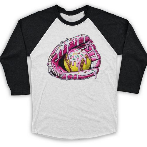 Baseball Glove Drip Shirt Ice Cream Dripping Girls Pocket Premium Baseball Raglan Shirt - Sportilla