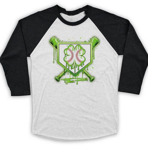 Baseball Icecream St Patrick's Day Lucky Charm Shamrock Drip Baseball Raglan Shirt - Sportilla
