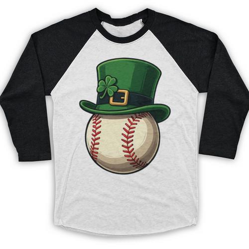 Baseball Leprechaun Hat Saint Patrick Retro Baseball Raglan Shirt - Sportilla