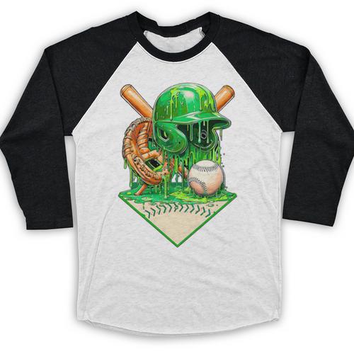 Baseball Life Style Ice Cream Drip Green Premium Tri-Blend Baseball Raglan Shirt - Sportilla