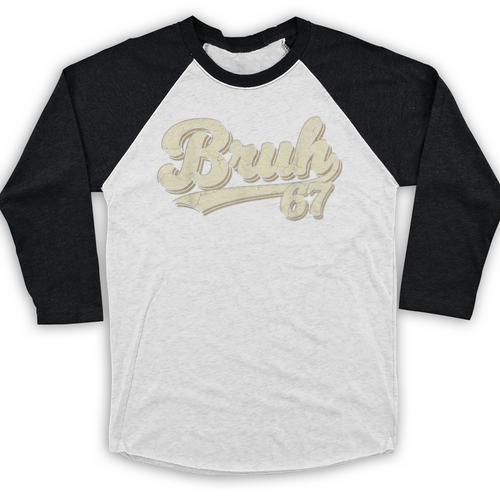 Bruh 67 Baseball Style Meme Slang Sports Number Graphic Baseball Raglan Shirt - Sportilla