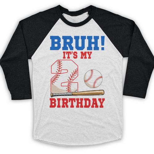 Bruh It's My 2nd Birthday Boy Baseball Themed Party Baseball Raglan Shirt - Sportilla