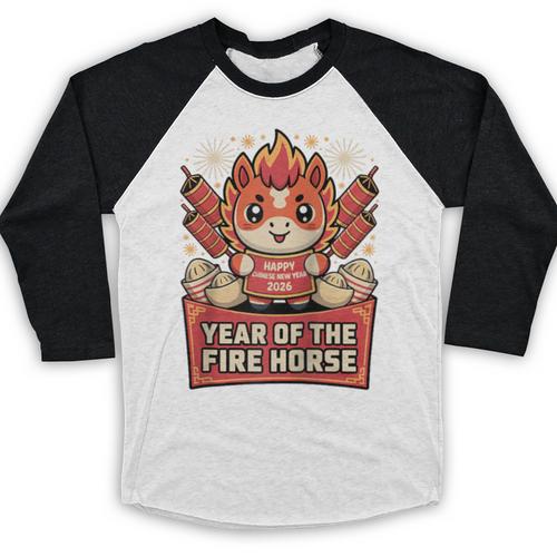 Chinese New Year 2026 Fire Horse Celebration Raglan Baseball Tee Baseball Raglan Shirt - Sportilla