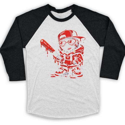 Drippy Baseball Mascot Valentine Heart Glasses Cartoon Baseball Raglan Shirt - Sportilla