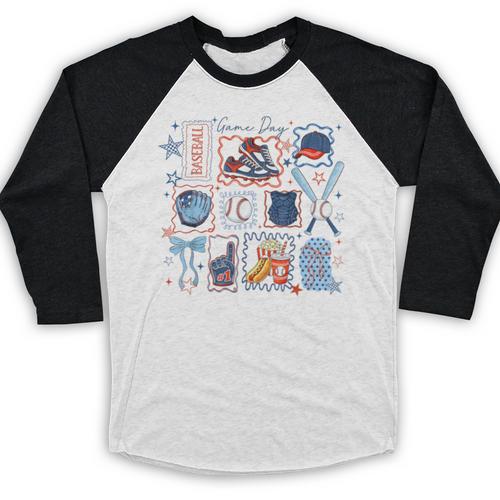 Game Day Baseball Lover Coquette Bow Girl Women Kid Mom Mama Baseball Raglan Shirt - Sportilla
