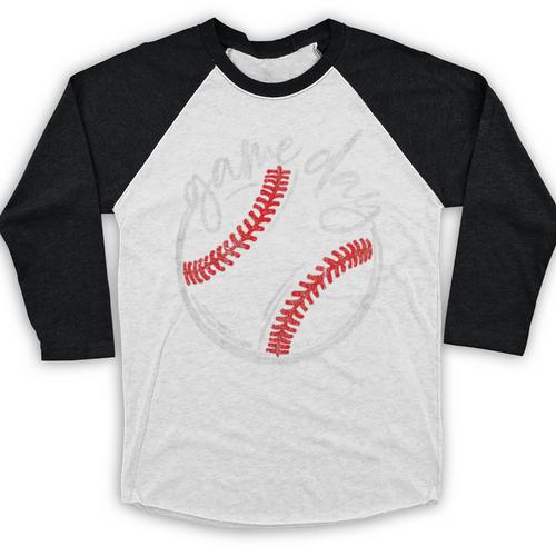 Game Day Baseball Baseball Lovers Softball Life Mom Premium Tri-Blend Baseball Raglan Shirt - Sportilla