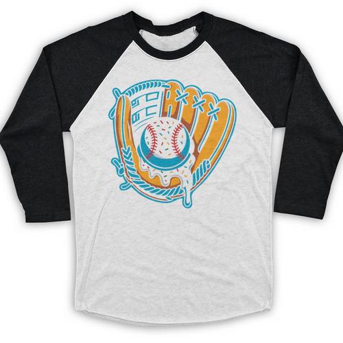Ice Cream Baseball Mitt Drippy Scoop Baseball Sports Baseball Raglan Shirt - Sportilla