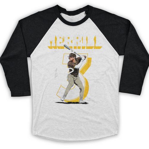 Jackson Merrill San Diego MLB Baseball Player MLBJME201M Baseball Raglan Shirt - Sportilla