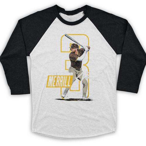 Jackson Merrill San Diego MLB Baseball Player MLBJME202M Baseball Raglan Shirt - Sportilla