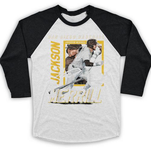 Jackson Merrill San Diego MLB Baseball Player MLBJME203M Baseball Raglan Shirt - Sportilla