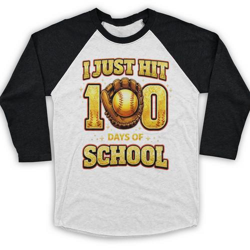 I Just Hit 100 Days Of School Baseball Boys Kids 100th Day Baseball Raglan Shirt - Sportilla