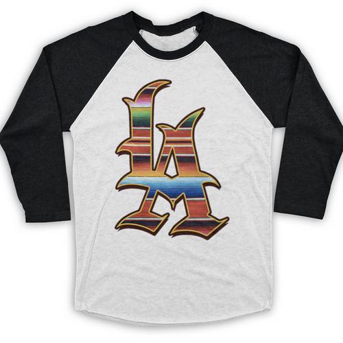 LA Sarape Los Angeles LA Sarape East LA Baseball Mexican Premium Tri-Blend Baseball Raglan Shirt - Sportilla