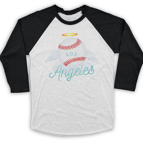 Los Angeles Angel Ball Tshirt Cool Baseball Team Premium Tri-Blend Baseball Raglan Shirt - Sportilla