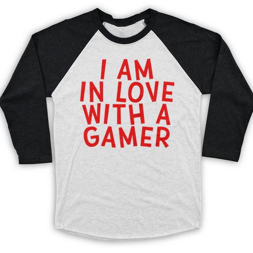 I Am In Love With A Gamer Cute Valentines Day Gamer Couple Raglan Baseball Tee Baseball Raglan Shirt - Sportilla