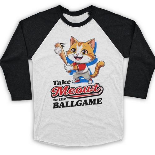 Take Meowt To The Ball Game Tee Slugger Cat Baseball Baseball Raglan Shirt - Sportilla