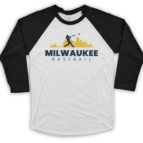 Milwaukee Baseball Minimalist City Skyline Baseball Lover Baseball Raglan Shirt - Sportilla