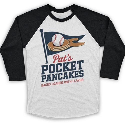 Pat's Pocket Pancakes Flag Baseball On Pancake Baseball Raglan Shirt - Sportilla