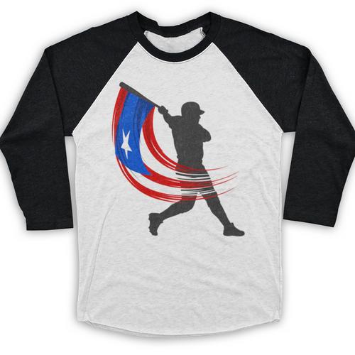 Puerto Rico Baseball Flag Player Boricua Heritage Sports Baseball Raglan Shirt - Sportilla