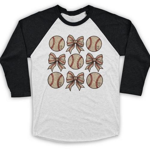 Soccer Bow Game Day Baseball Coquette Bow Women Girls Baseball Raglan Shirt - Sportilla
