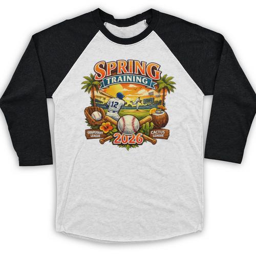 Spring Training 2026 Baseball Vintage Sunset Premium Tri-Blend Baseball Raglan Shirt - Sportilla