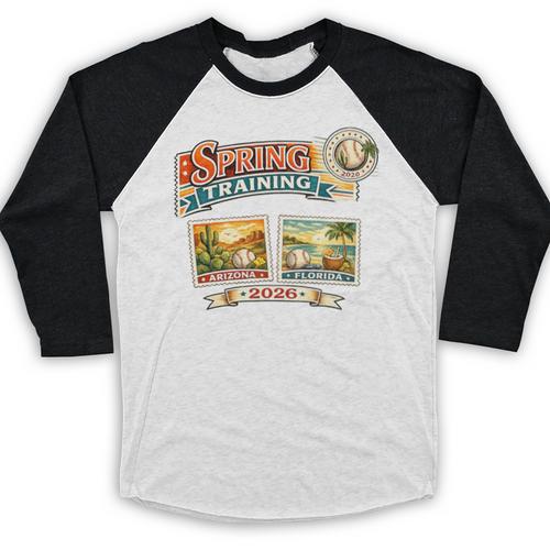 Spring Training 2026 Retro Postcard Baseball Premium Tri-Blend Baseball Raglan Shirt - Sportilla