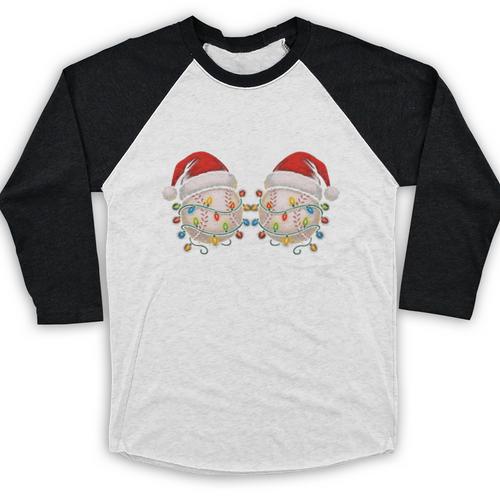 Stop Staring At My Balls Comedy Christmas Baseball Baseball Raglan Shirt - Sportilla