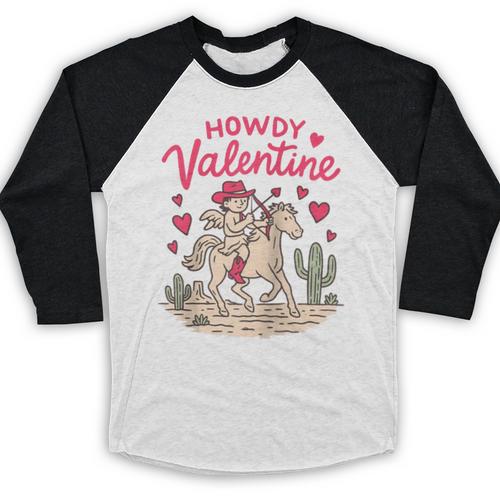 Valentine’s Day Western Life Cowboys Cupid Howdy Valentine Raglan Baseball Tee Baseball Raglan Shirt - Sportilla