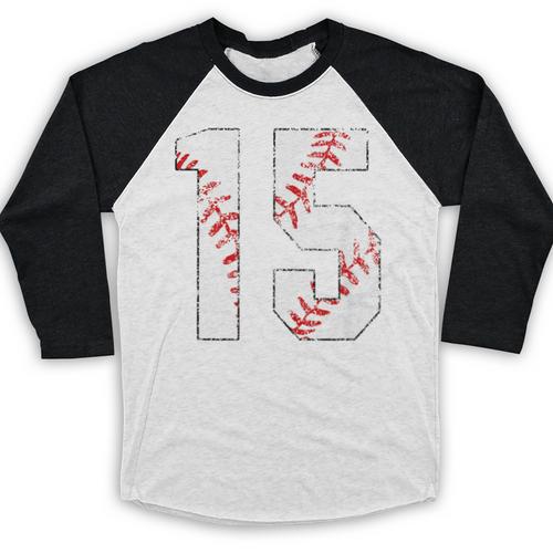 Vintage Distressed Baseball Number 15 Jersey Player Uniform Baseball Raglan Shirt - Sportilla