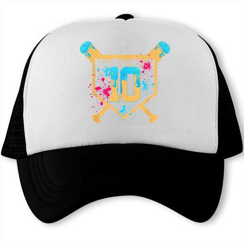 10 Years Old 10th Birthday Baseball Ice Cream Dripping Boys Trucker Cap - Sportilla