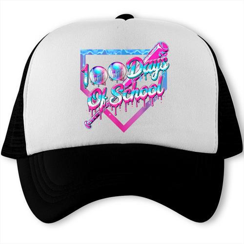 100 Days Of School Baseball 100th Day Ice Cream Boys Kids Trucker Cap - Sportilla