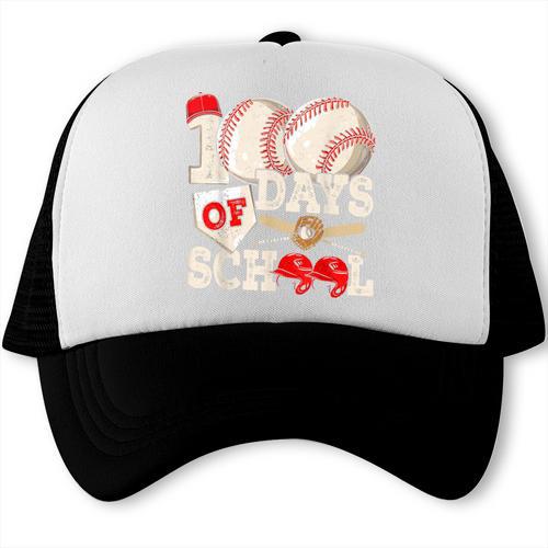 100 Days Of School Baseball 100th Day Of School Kids Teacher Trucker Cap - Sportilla