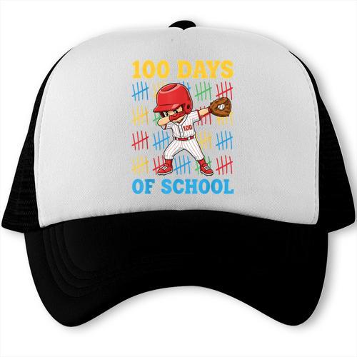 100 Days Of School Baseball Bat 100th Day Of School Boys Trucker Cap - Sportilla