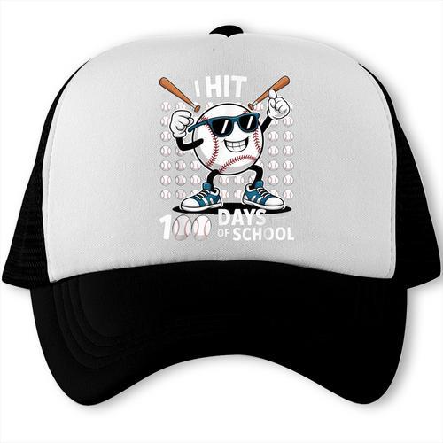 100 Days Of School Baseball Bat 100th Day Of School Trucker Cap - Sportilla