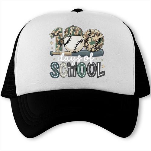 100 Days Of School Baseball Camo Camo Cap Boy School Trucker Cap - Sportilla