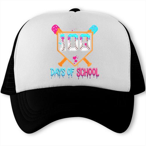100 Days Of School Baseball Ice Cream Drip 100th Day School Trucker Cap - Sportilla