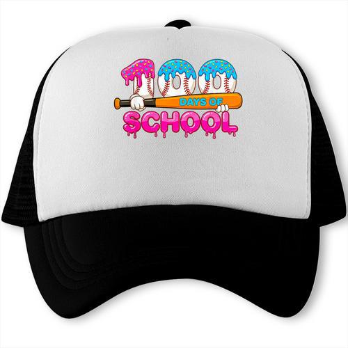 100 Days Of School Baseball Ice Cream Drip For Teacher Kid Trucker Cap - Sportilla
