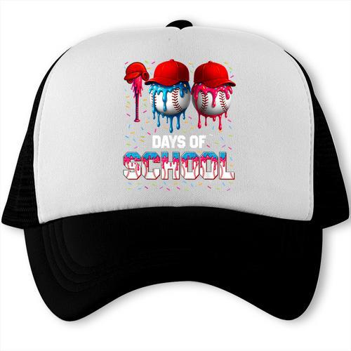 100 Days Of School Dripping Baseball 100th Day Teacher Boy Trucker Cap - Sportilla