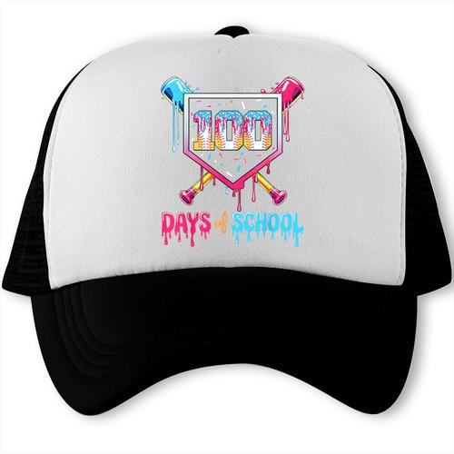 100 Days Of School Ice Cream Drip Baseball 100 Days Smarter Trucker Cap - Sportilla